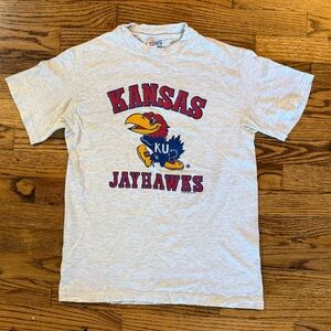 Vintage Kids’ Small S Kansas Jayhawks 1991 Spirit Industries Grey Gray T-shirt